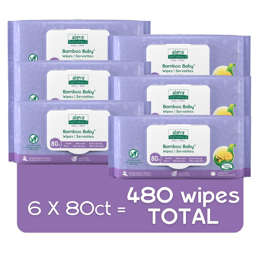 Aleva Naturals Bamboo Baby Wipes, 480 Count 🍁 All In One Marketplace Canada
