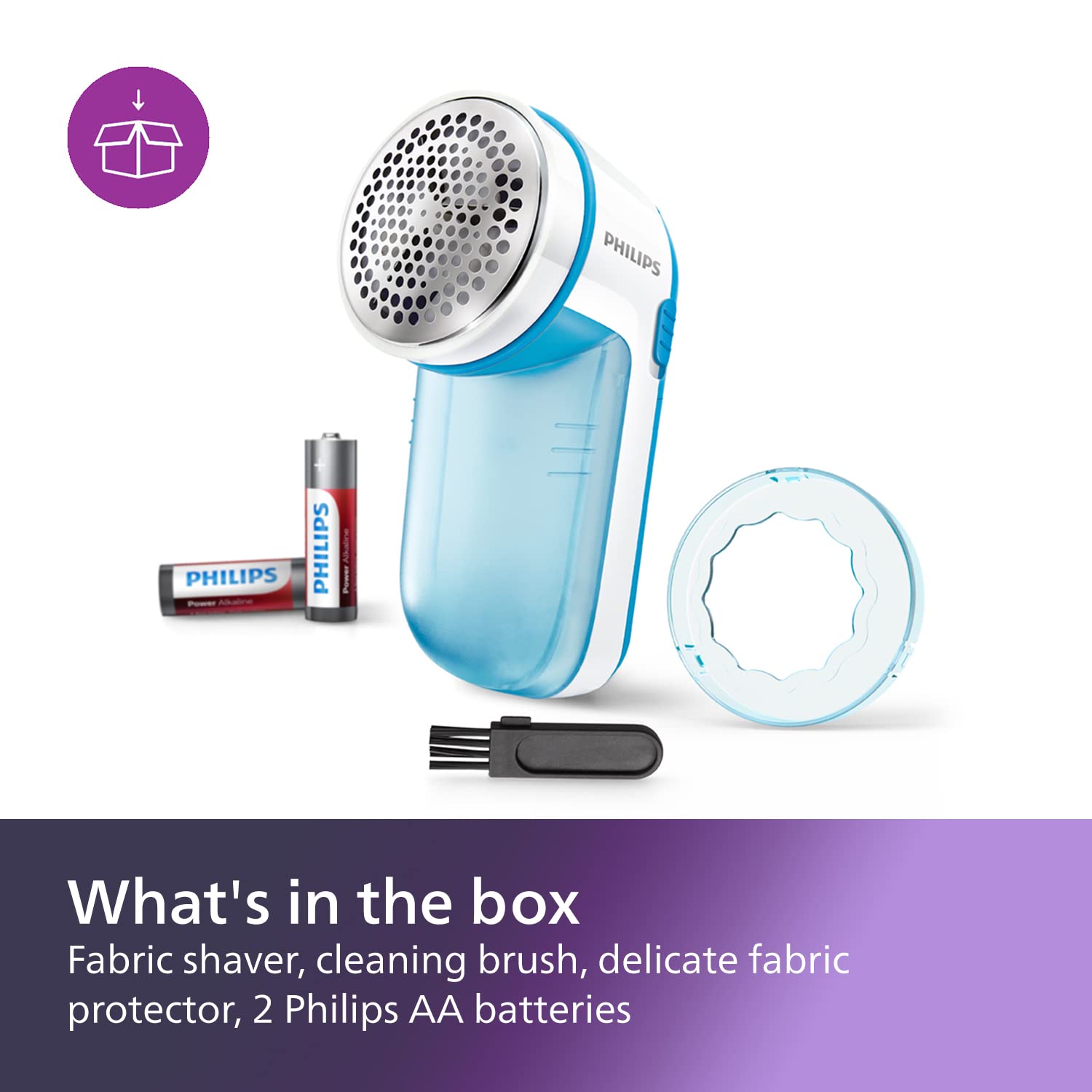 Philips Fabric Shaver, Removes Fabric Pills, Suitable for All Garments, Large Blade Surface, Cleaning Brush, Includes Batteries, Blue (GC026/00) 🍁 All In One Marketplace Canada