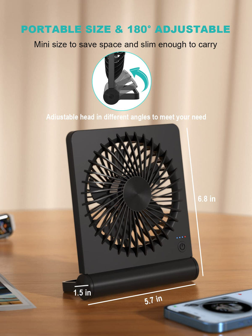 Small Desk Fan,Rechargeable USB Fan Battery Operated,Ultra Quiet, Strong Wind, 3 Speeds Travel Fans 🍁 All In One Marketplace Canada