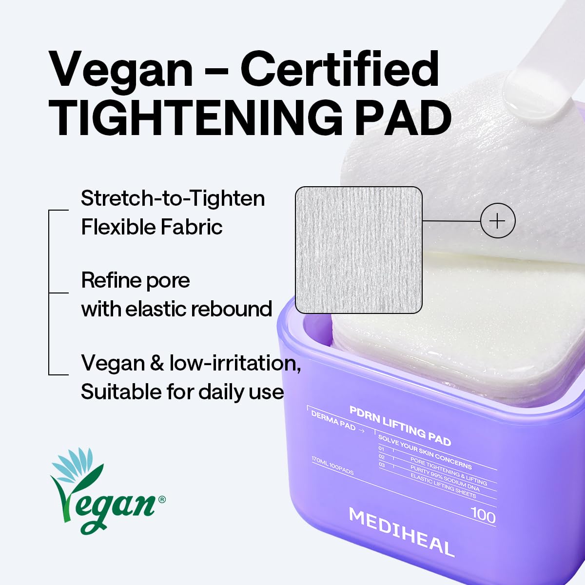 MEDIHEAL PDRN Lifting Toner Pads – Pore Tightening with Plant-Based PDRN, Peptide, Glutathione & PHA, Pore Care, Firming & Wrinkle Care, Stretchy Lifting Fabric, Korean Skin Care, 100 Pads 🍁 All In One Marketplace Canada