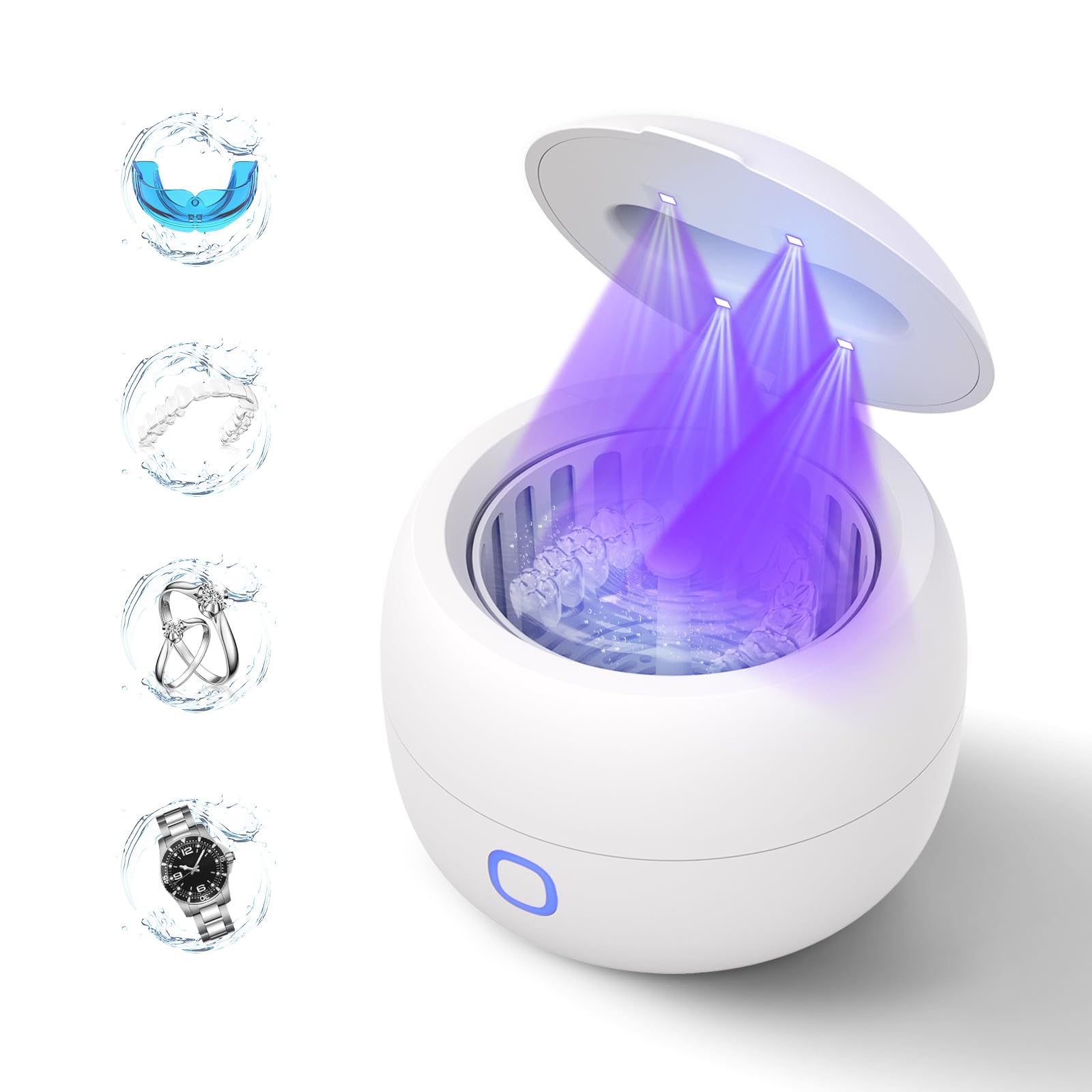 2026 Ultrasonic Retainer Cleaner Machine for Braces, Jewelry, Mouth Guard, 24W Ultrasonic Cleaner with 3 Modes, Suitable for Dental Appliances, Mouth Guard, Night Guard Braces, Jewelry, 200ML Portable Capacity (white) 🍁 All In One Marketplace Canada