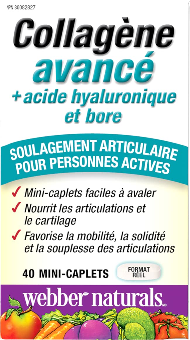 Webber Naturals Advanced Collagen + Hyaluronic Acid & Boron, Helps Reduce Osteoarthritic Joint Pain & Stiffness, 40 Mini Caplets 🍁 All In One Marketplace Canada