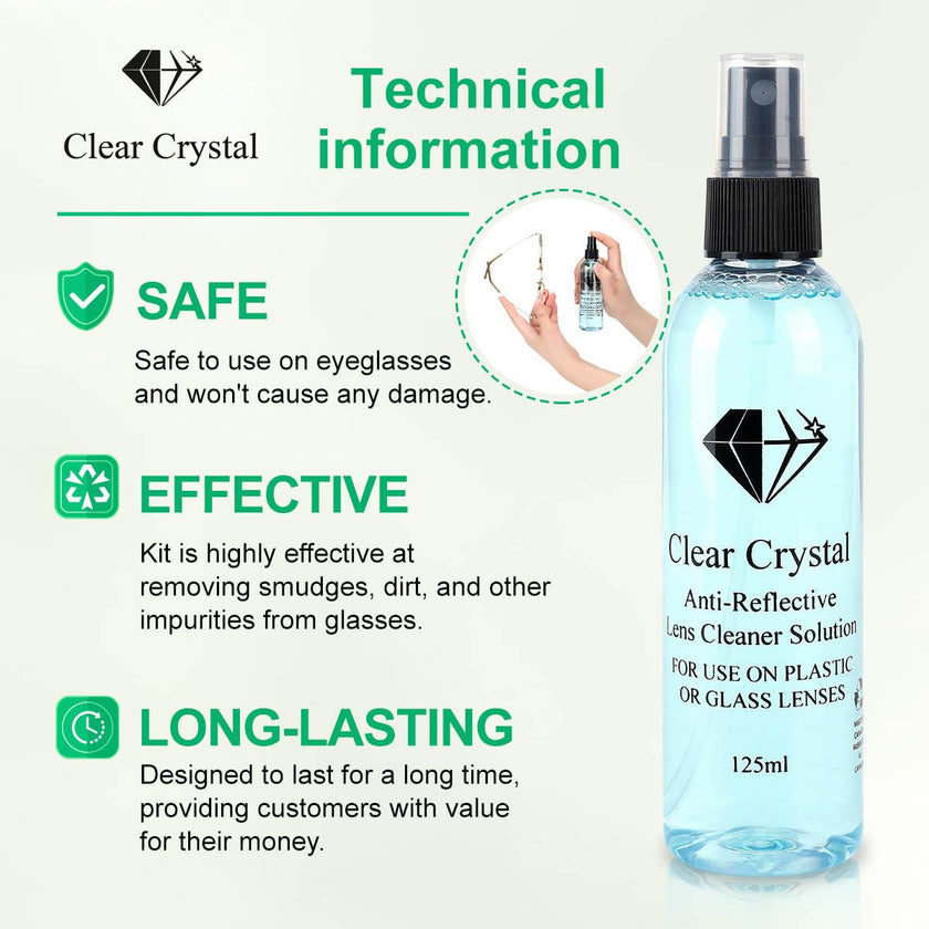 Glasses Cleaner kit - Eyeglass Cleaner including 3 Anti-Reflective Lens Cleaner bottles 125 ml Each, 3 Microfiber Cleaning Cloths, and a Screwdriver Key Chain - by Clear Crystal 🍁 All In One Marketplace Canada