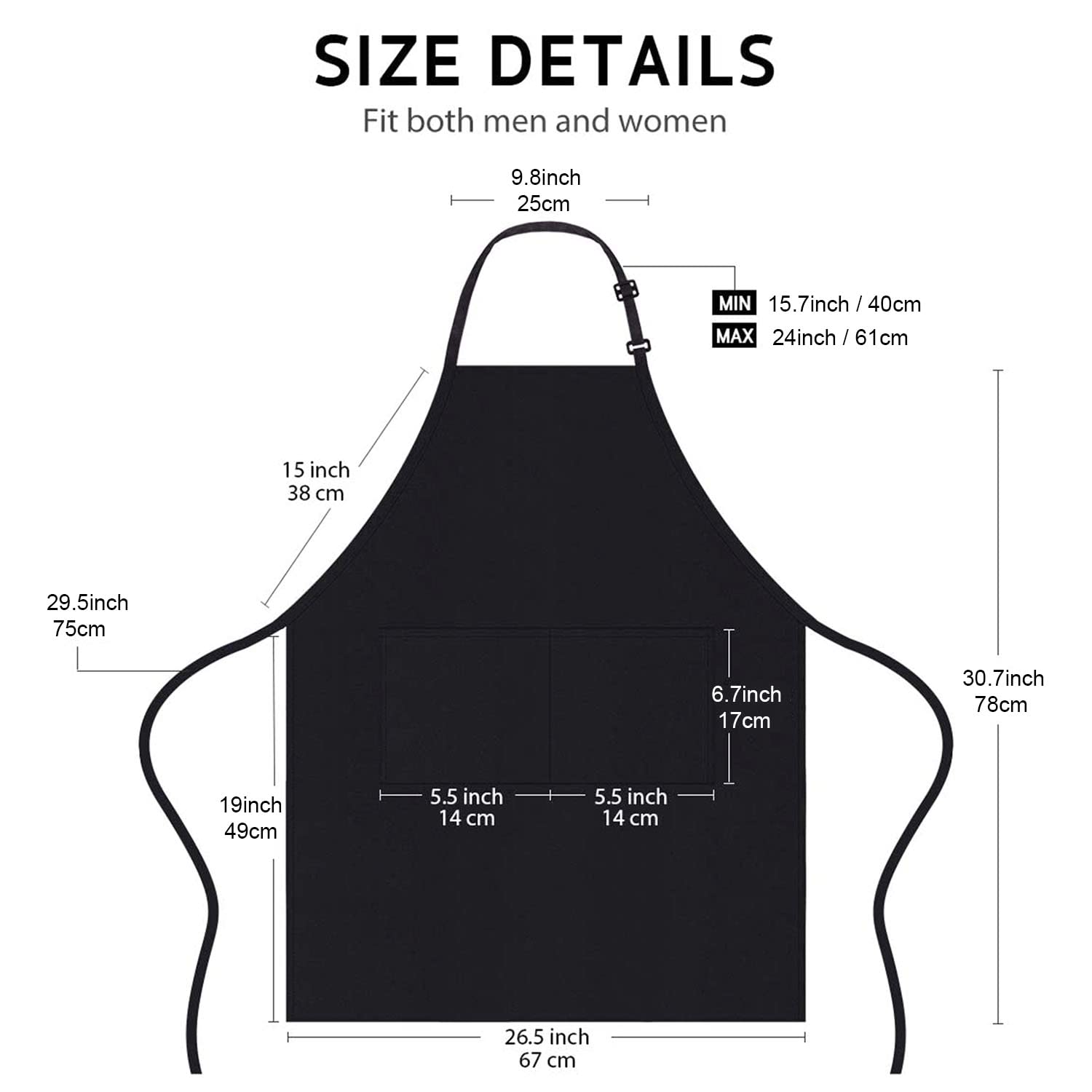 4 Packs Chef Apron, Black Waterproof Apron, Adjustable Apron with 2 Pockets for Men Women, Professional Apron for Kitchen Cooking Gardening Painting Baking Restaurant (Black) 🍁 All In One Marketplace Canada