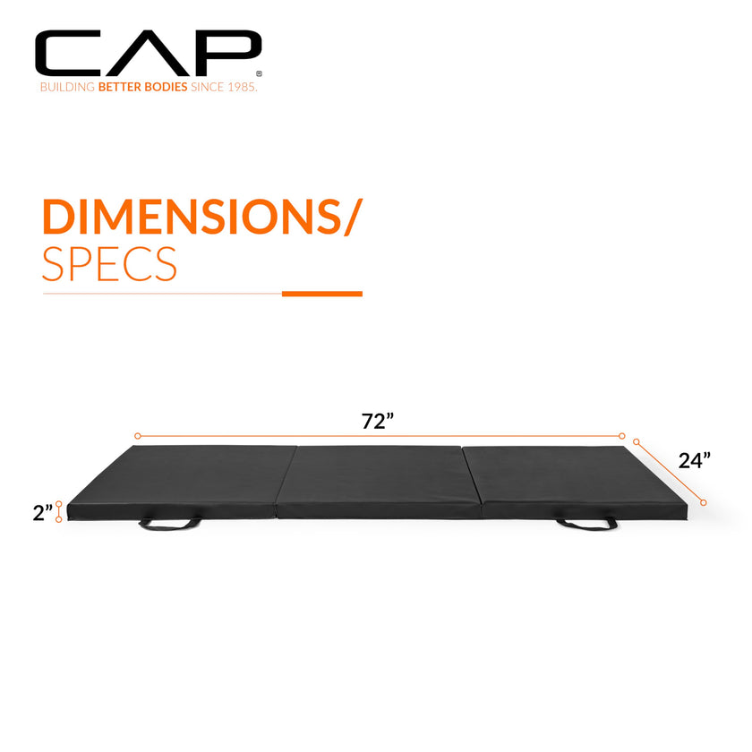 CAP Barbell Folding Exercise Mat – Durable, Anti-Tear, Thick Padding for Fitness, Aerobics, Gymnastics & Home Workouts. 72