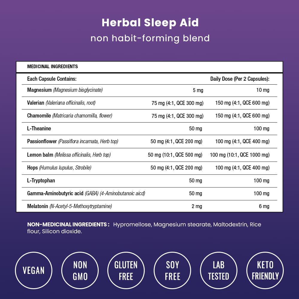 10-in-1 Sleep Aid Supplement– Sleeping Pills with Melatonin, Valerian Root, Chamomile, Lemon Balm, L-Theanine, L-Tryptophan, GABA, Magnesium – Sleep Cycle Support 🍁 All In One Marketplace Canada