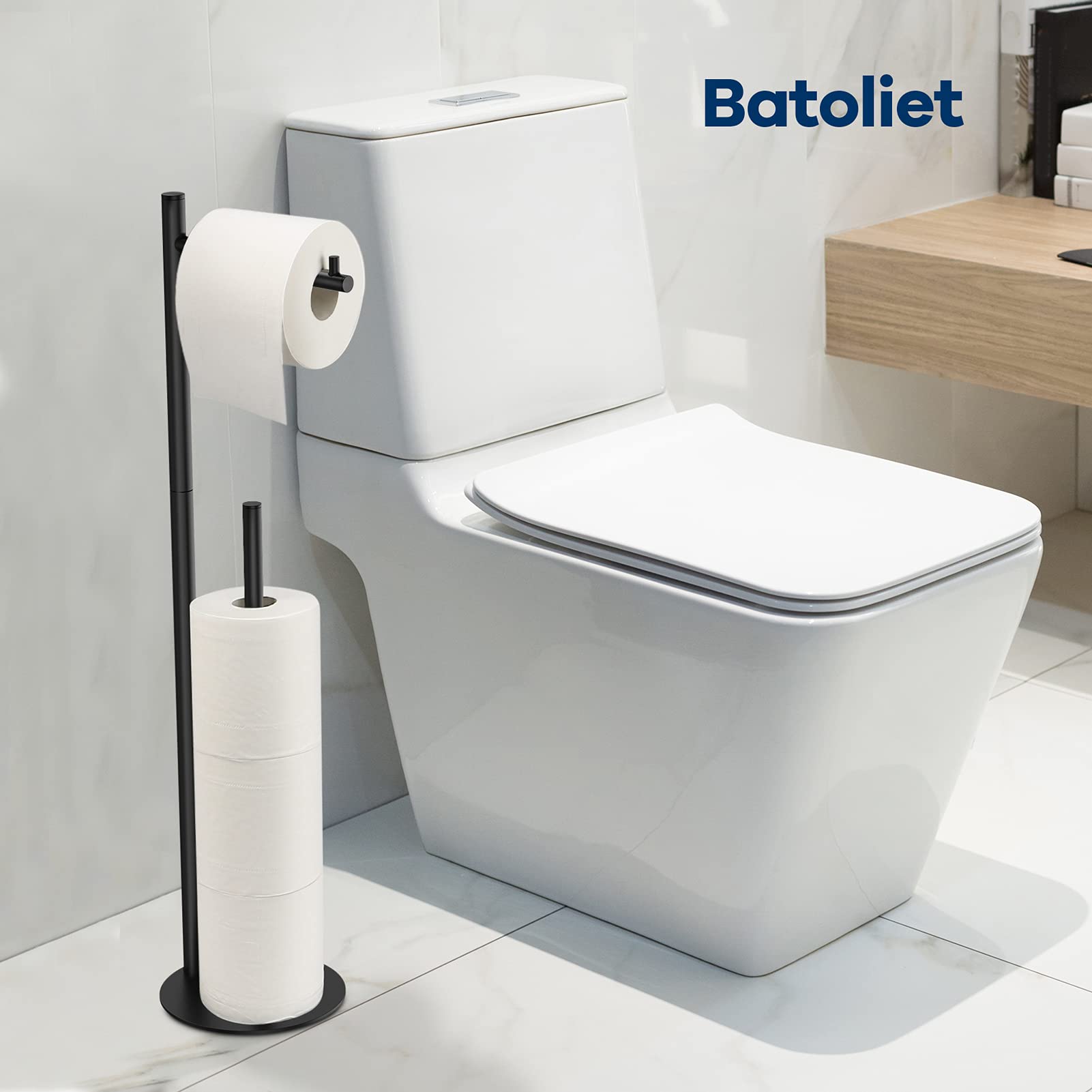 Toilet Paper Holder Stand, Bathroom Toilet Paper Roll Holder Stand with Reserve, Standing Toilet Paper Holder with Storage 🍁 All In One Marketplace Canada