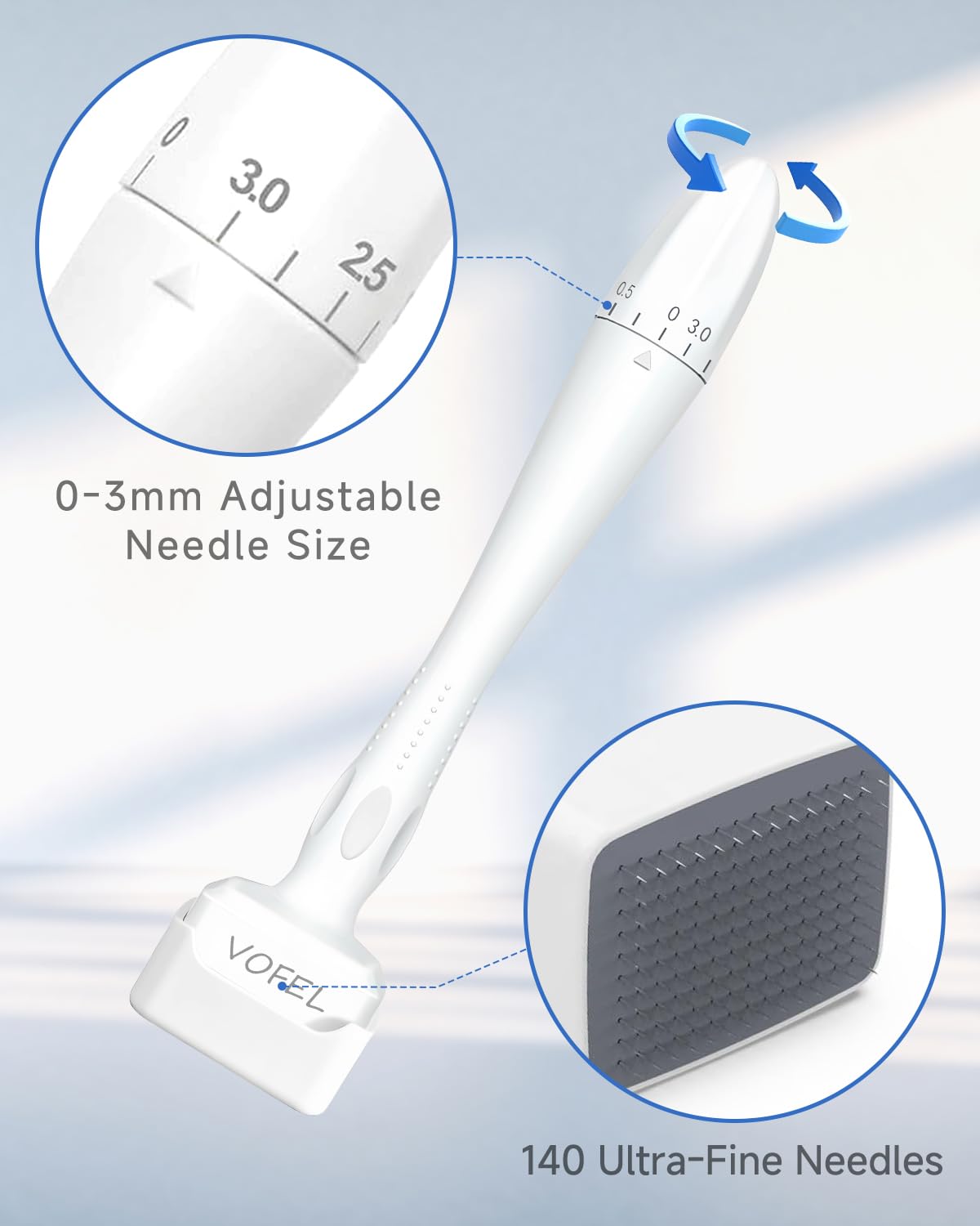 VOFEL Derma Stamp for Hair Growth 140 Microneedling Stamp Adjustable Derma Roller for Face 0-3mm Dermal Roller - SR Home Use (1PC) 🍁 All In One Marketplace Canada