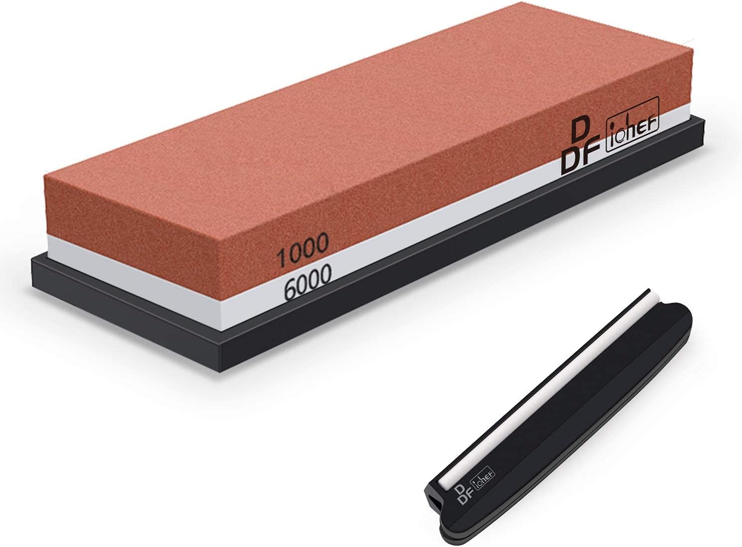 DDF iohEF Sharpening Stone, Whetstone grit 1000/6000, Professional 2-in-1 Double-Sided Knife Sharpener with Non-Slip Silicone Base and Angle Guide (red) 🍁 All In One Marketplace Canada
