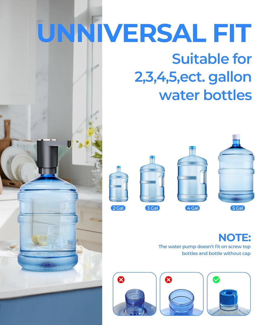Water Dispenser Pump Water Pump for 5 Gallon Bottles, USB Rechargeable Water Bottle Pump, Portable Water Jug Dispenser for Home, Kitchen, Office, Camping 🍁 All In One Marketplace Canada