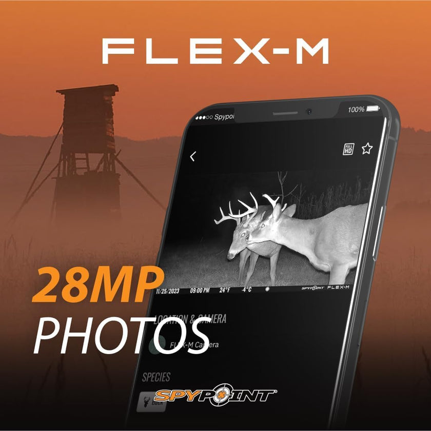 SPYPOINT Flex-M Cellular Trail Camera - Best Value in Hunting Accessories, No WiFi Needed & GPS-Enabled, Hunting Night Vision, IP65 Water-Resistant, 28MP Photos, 720p Videos + Sound (Pack of 1) 🍁 All In One Marketplace Canada