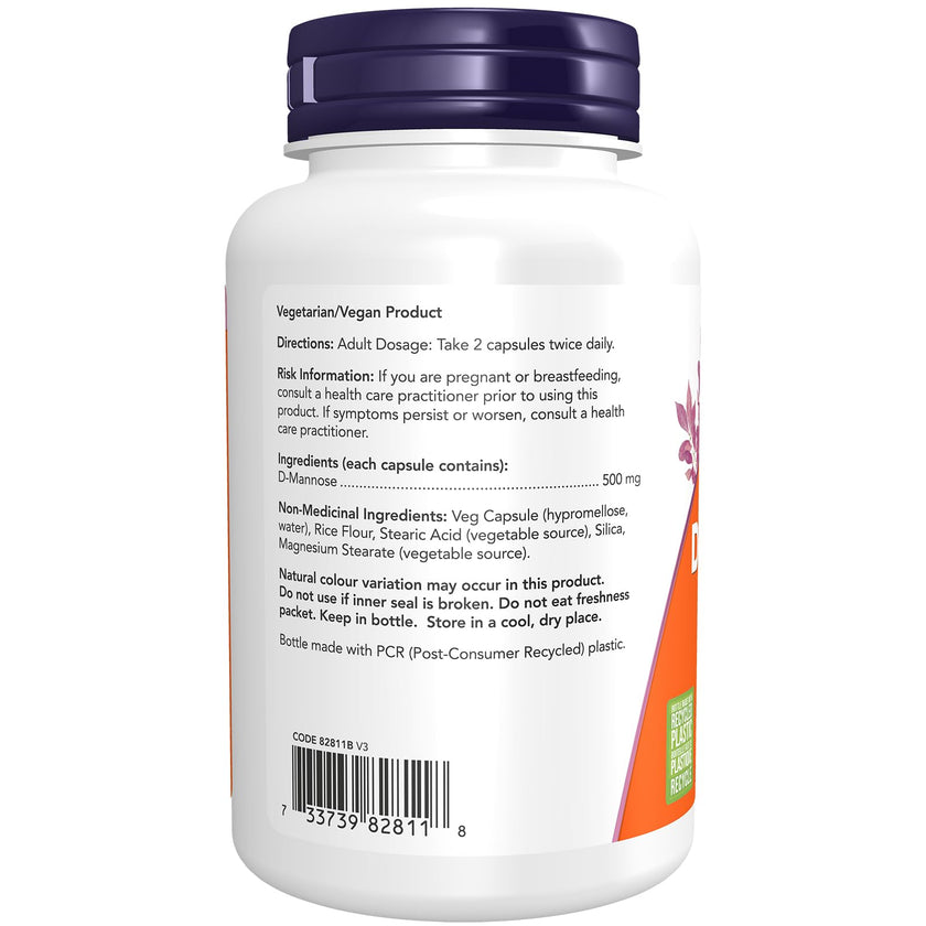 NOW D-Mannose 500mg 120vcap 120 count 🍁 All In One Marketplace Canada