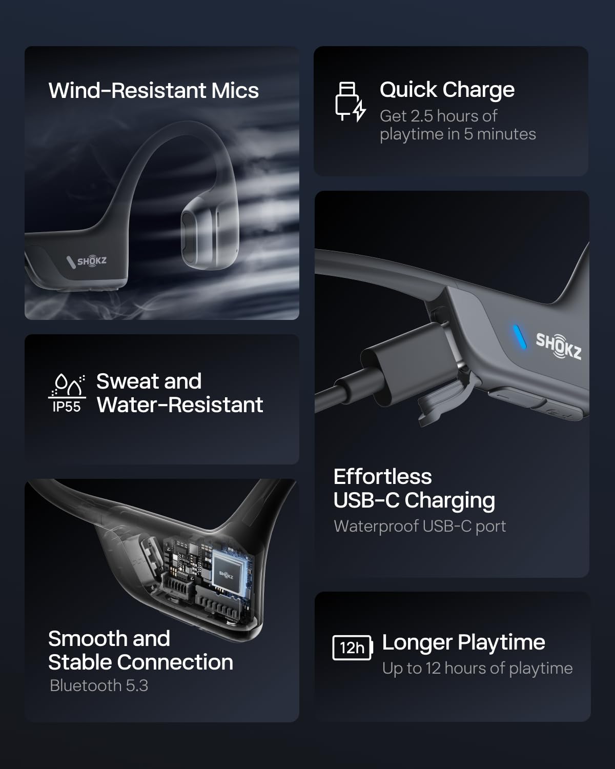 SHOKZ OpenRun Pro 2-Bone Conduction Headphones,Open-Ear Bluetooth Wireless Sport Earphones for Running,Workouts-Sweat Resistant,Comfortable Fit-Deep Bass,Smart Mic,Reflective Strip,Mini,Black 🍁 All In One Marketplace Canada