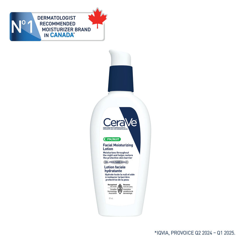 CeraVe Facial Moisturizing Lotion Pm | Ultra Lightweight, Night Face Moisturizer With Hyaluronic Acid | Fragrance Free, 89 Milliliters (1 Pack) 🍁 All In One Marketplace Canada