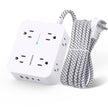 Surge Protector Power Bar - 8 Outlets 4 USB Charging Ports(2 USB C), Power Strip with 5Ft Braided Extension Cord, Flat Plug, Wall Mount Desk USB C Charging Station for Home Office College Essentials 🍁 All In One Marketplace Canada