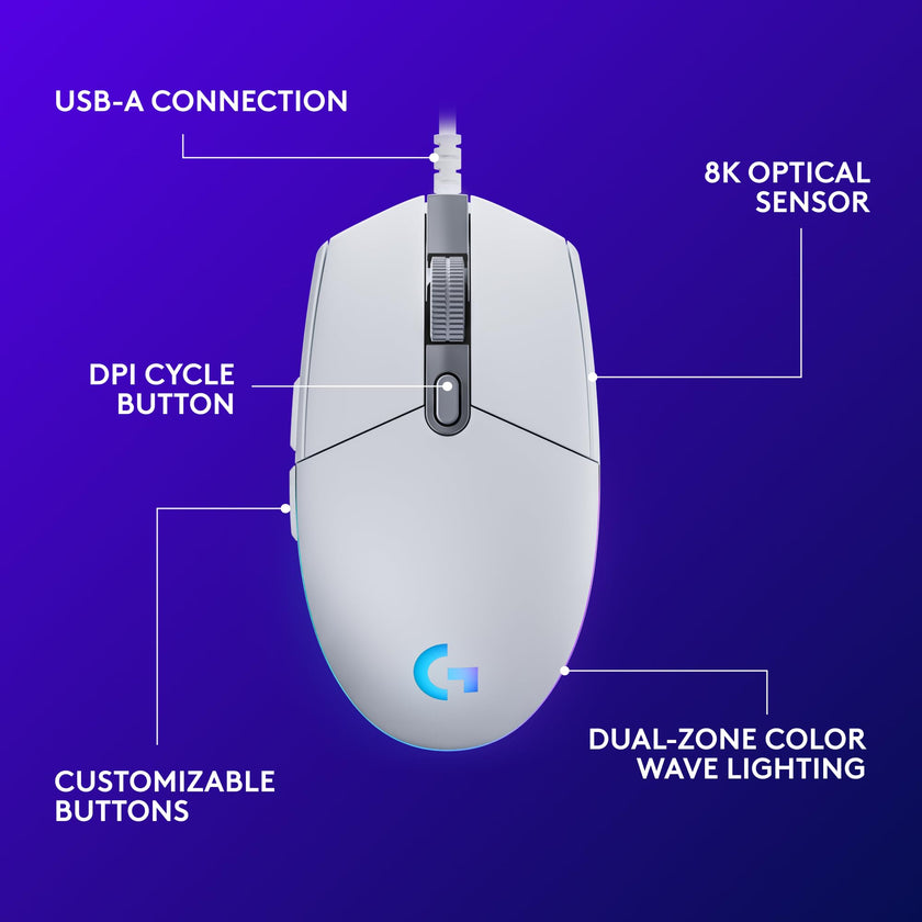 Logitech G203 Wired Gaming Mouse - White 🍁 All In One Marketplace Canada