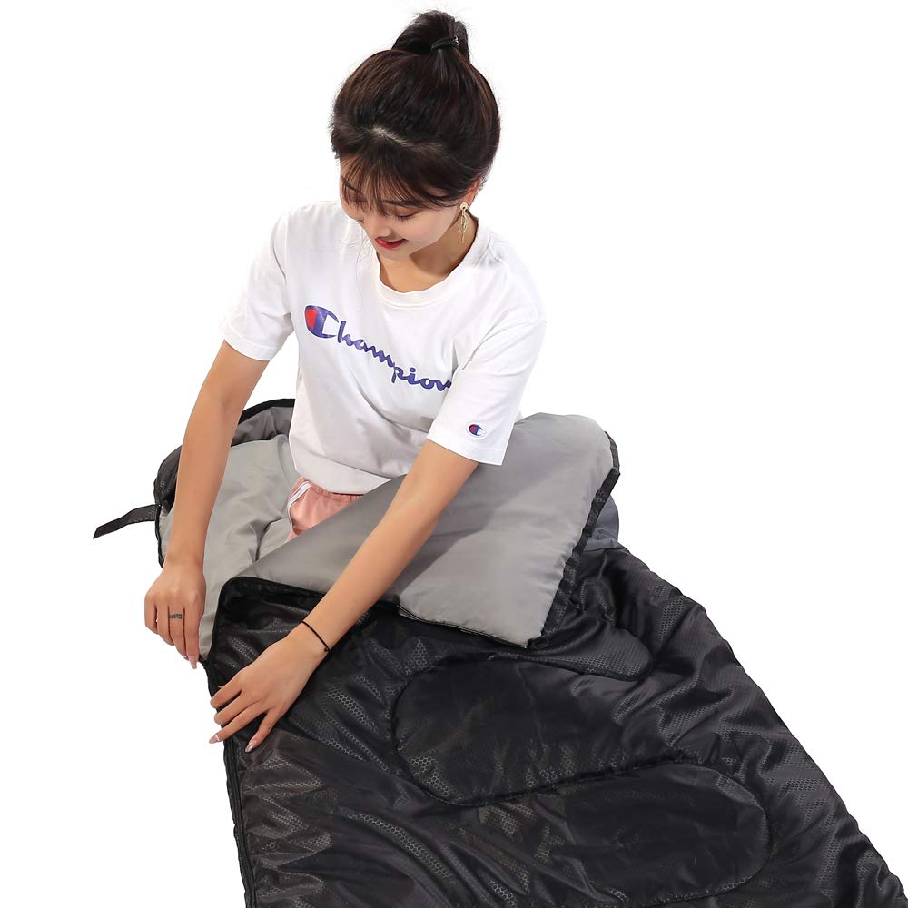 Sleeping Bag 3 Seasons (Summer, Spring, Fall) Warm & Cool Weather - Lightweight,Waterproof Indoor & Outdoor Use for Kids, Teens & Adults for Camping Hiking, Backpacking and Survival (Black Grey) 🍁 All In One Marketplace Canada