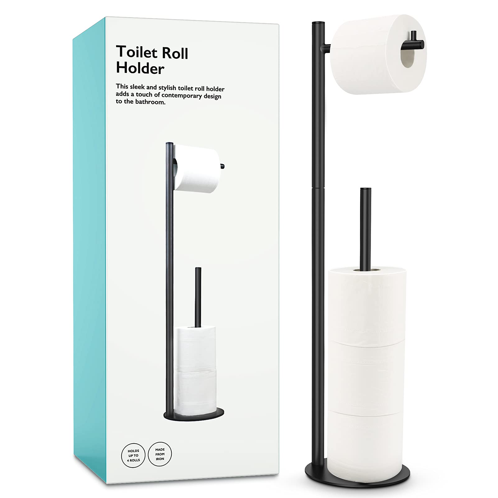 Toilet Paper Holder Stand, Bathroom Toilet Paper Roll Holder Stand with Reserve, Standing Toilet Paper Holder with Storage 🍁 All In One Marketplace Canada