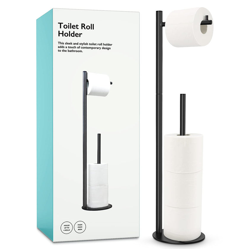 Toilet Paper Holder Stand, Bathroom Toilet Paper Roll Holder Stand with Reserve, Standing Toilet Paper Holder with Storage 🍁 All In One Marketplace Canada