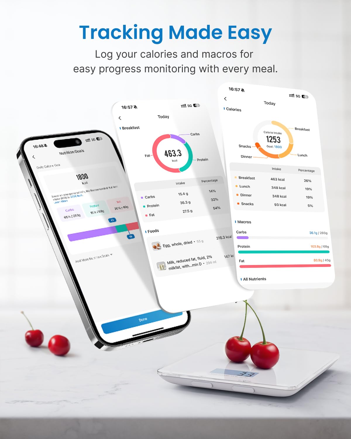 RENPHO Smart Food Nutrition Kitchen Scale, Food Scale for Food Ounces and Grams, Coffee Scale with Timer, Nutritional Calculator for Keto, Macro, and Calorie with Smartphone App, White 🍁 All In One Marketplace Canada