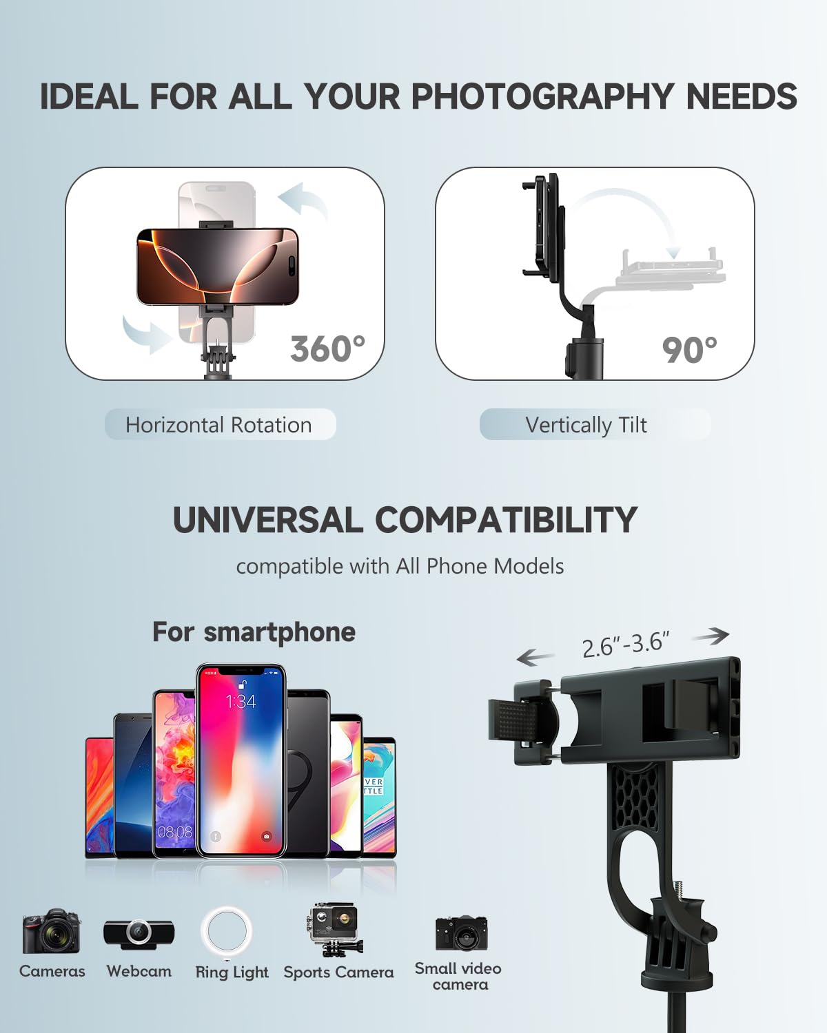 RISEOFLE 71” Phone Tripod & Selfie Stick, Portable All in One Extendable Cell Phone Tripod Stand, with Wireless Remote Control for iPhone/Samsung/Android/Camera 🍁 All In One Marketplace Canada