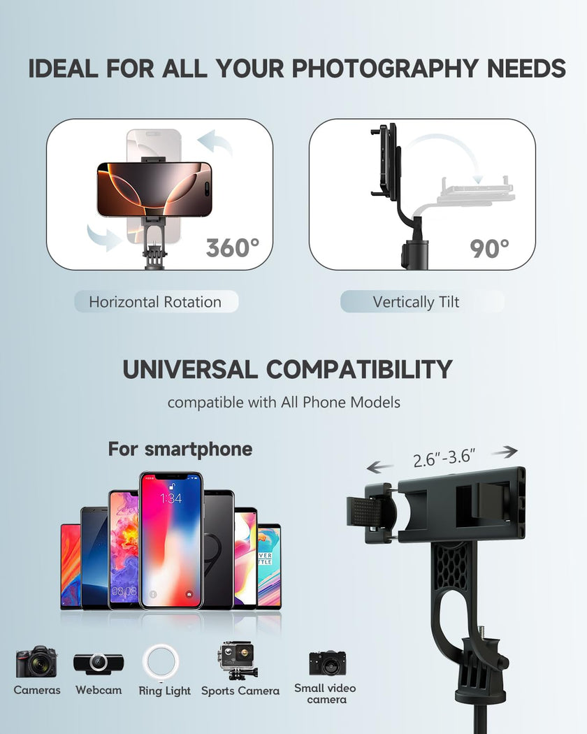 RISEOFLE 71” Phone Tripod & Selfie Stick, Portable All in One Extendable Cell Phone Tripod Stand, with Wireless Remote Control for iPhone/Samsung/Android/Camera 🍁 All In One Marketplace Canada