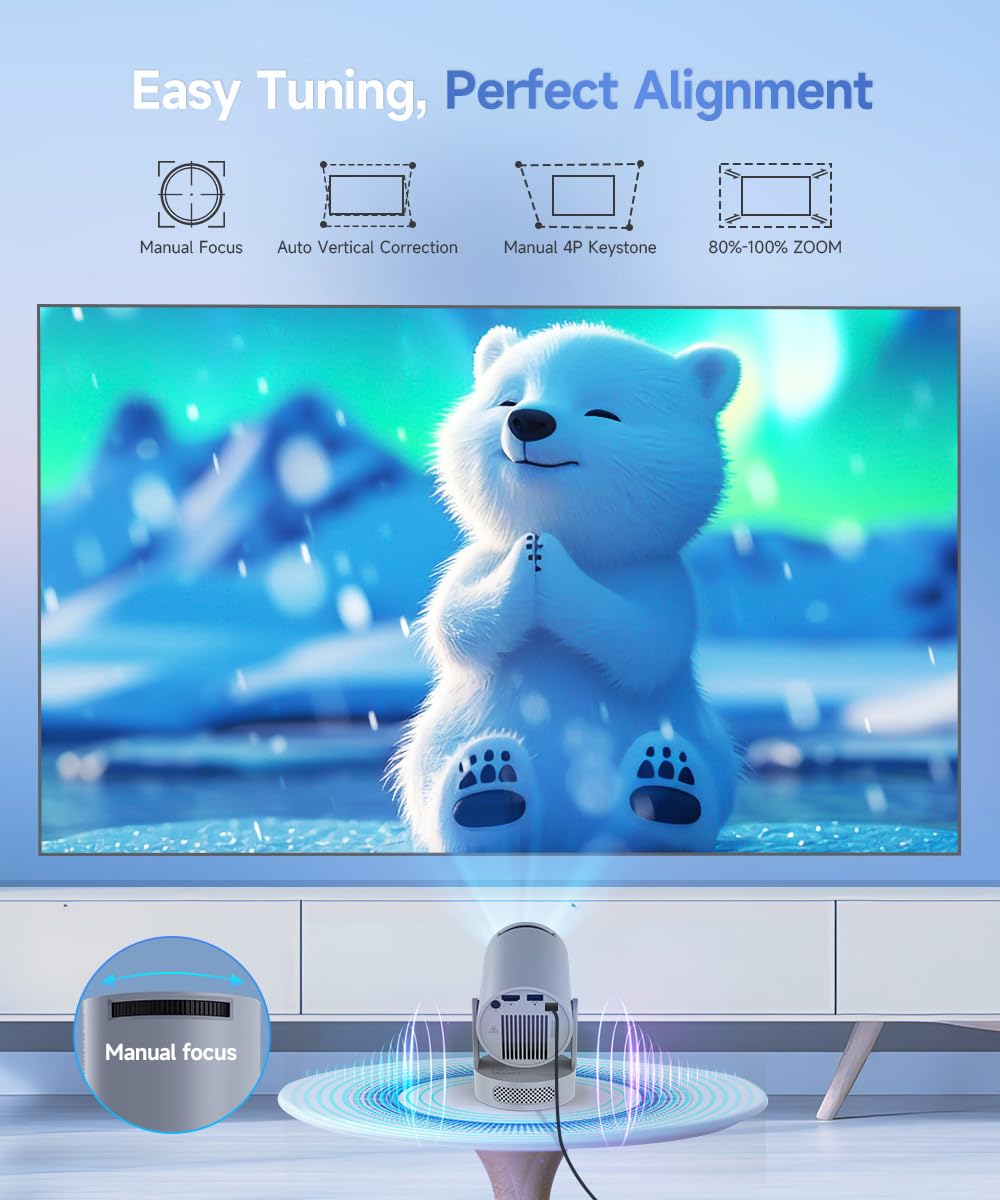 Magcubic Mini Projector with 4K Support, Portable Projecteur with WiFi 6 and Bluetooth 5.4, Auto Keystone, 200 ANSI, 180 Degree Rotation, Built-in Apps Smart Projector for Home Outdoor HY300PRO+ 🍁 All In One Marketplace Canada