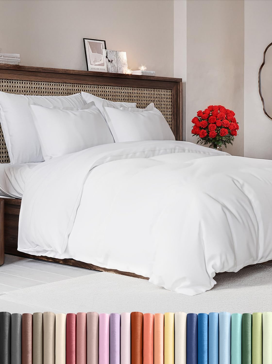 White Duvet Cover Queen Size - Extra Soft Queen Size Duvet Cover - Lightweight, Comfy, Cozy & Breathable - Easy Care & Fade Free with Zipper Closures & Ties - 90