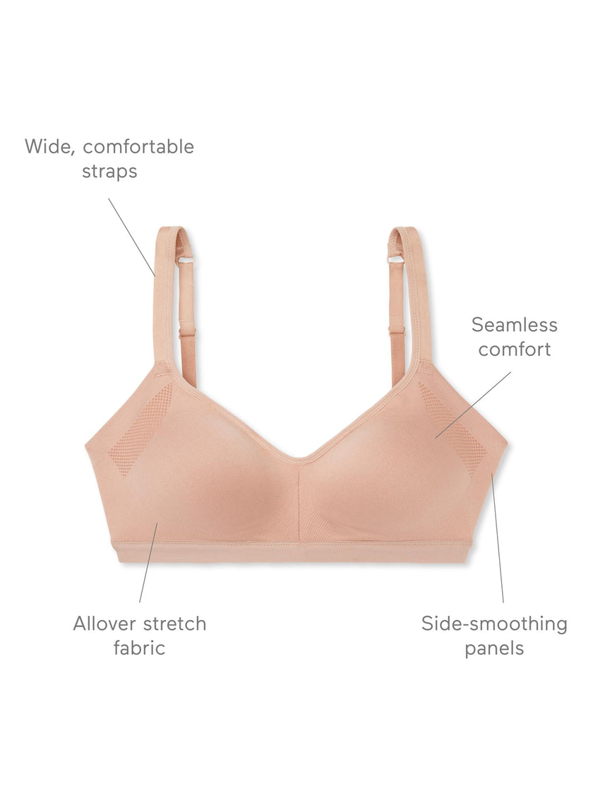 Warners Women's Blissful Benefits Underarm-Smoothing with Seamless Stretch Wireless Lightly Lined Comfort Bra Rm3911w, Toasted Almond, Large 🍁 All In One Marketplace Canada