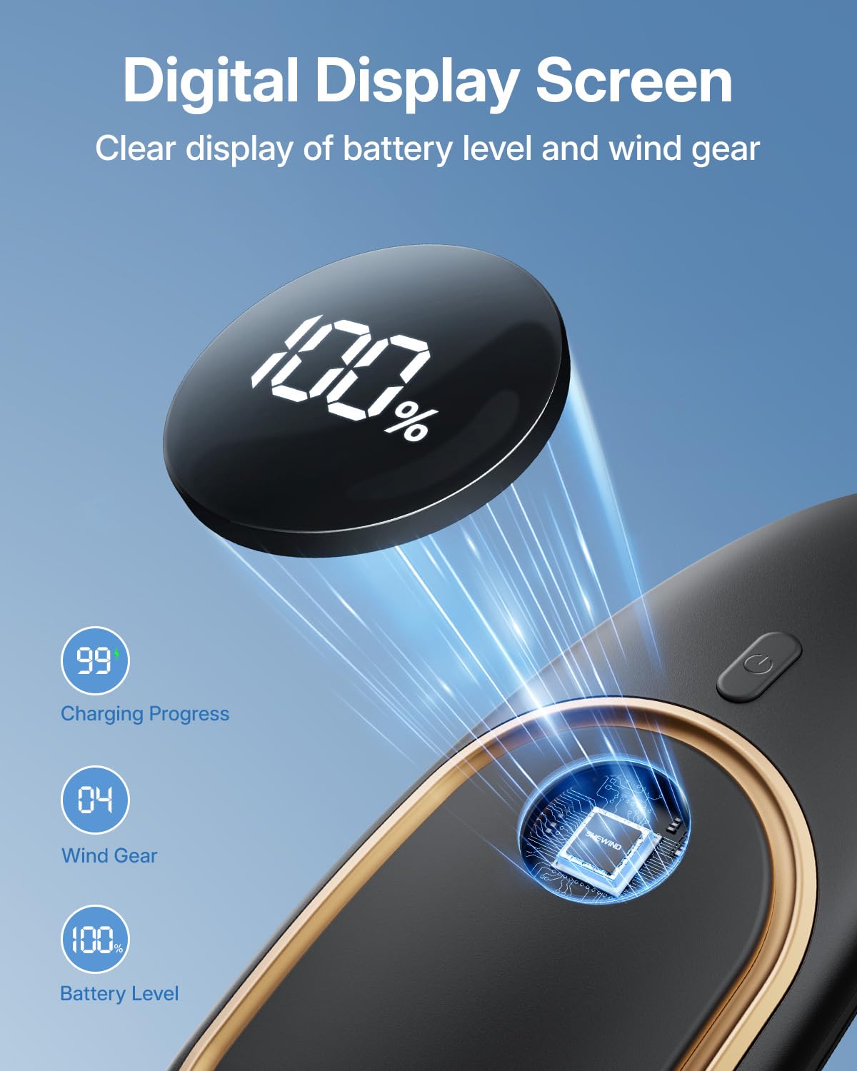 Portable Neck Fan - Hands Free Personal Fan, Rechargeable Bladeless Fan with 5000mAh-Battery, Digital Display, 4 Speeds, Birthday Gifts for Men, Women, Mom, and Dad - Black 🍁 All In One Marketplace Canada