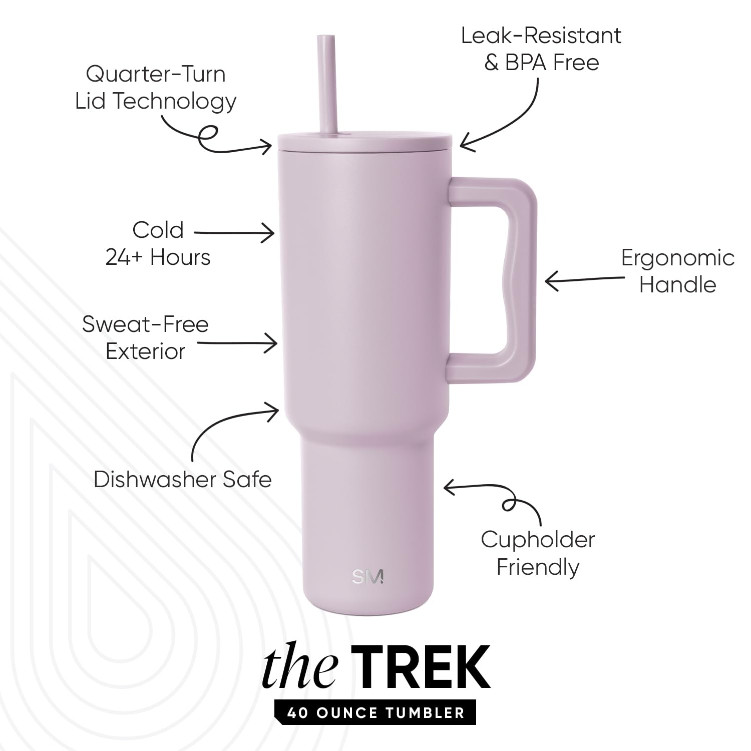 Simple Modern Tumbler with Handle and Straw | 40oz | Lavender 🍁 All In One Marketplace Canada