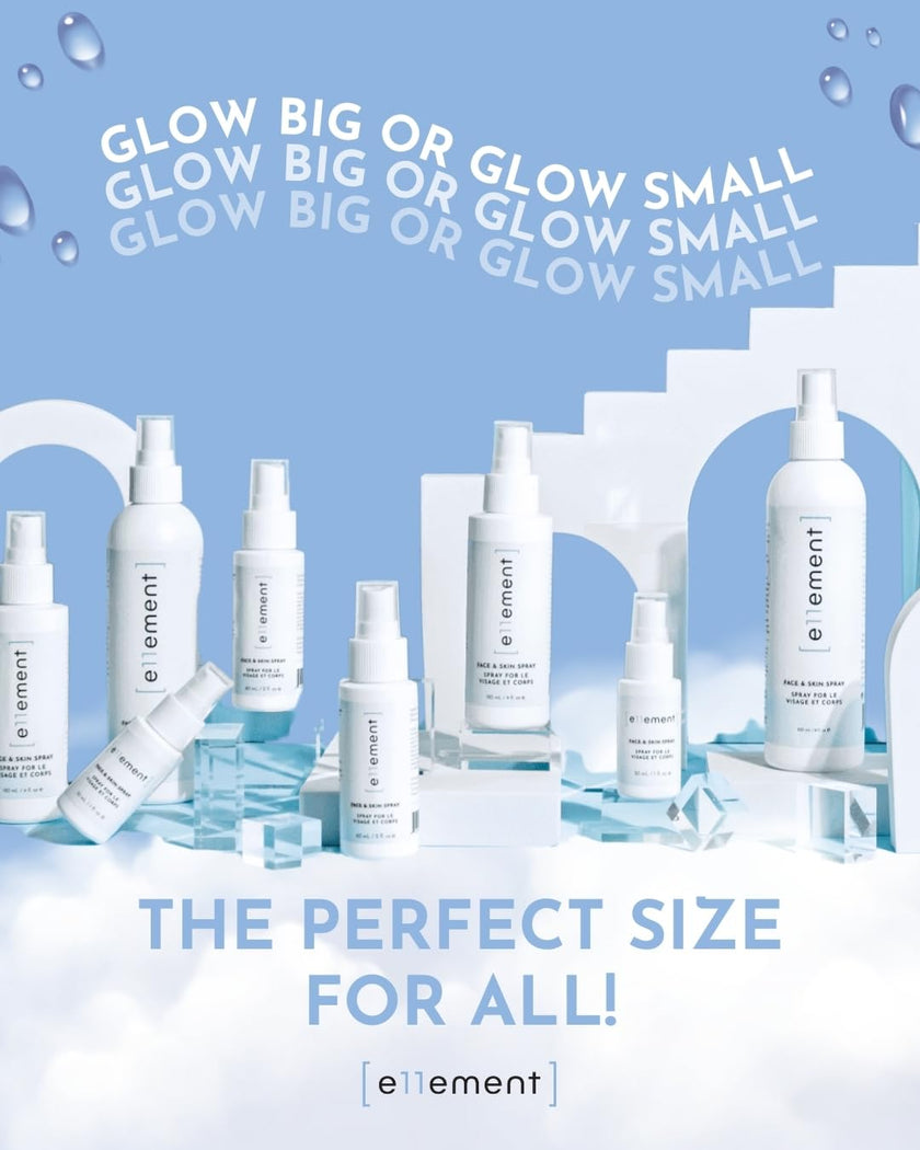 e11ement - Hypochlorous Acid All Natural Face and Skin Spray - Safe for All Skin Types - Acne Prone Skin - Dry Face, Skin, Scalp - Piercings & Tattoos Aftercare - Natural Saline Toner - Eye Lash Cleanser - Facial Cleanser - Soothes and Repairs Skin (Featu
