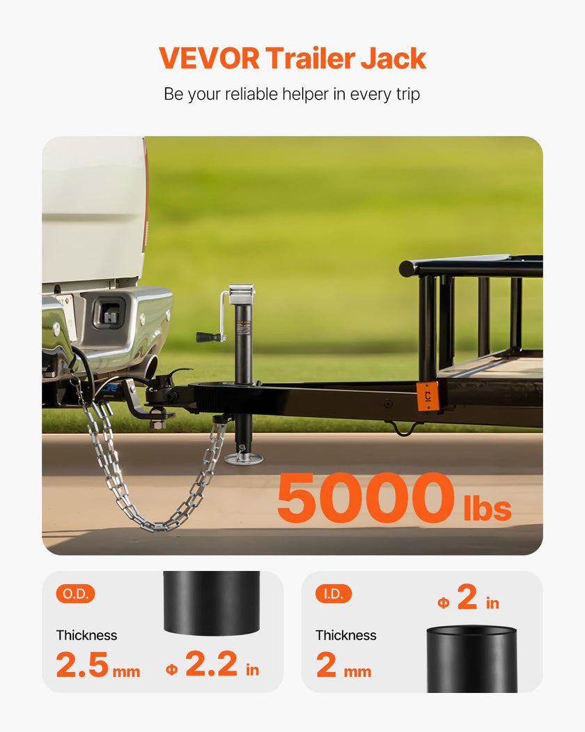 VEVOR A-Frame Trailer Jack, 5000 lbs Dynamic Load Capacity, Trailer Jack Stand with Handle & Rectangular Footpad, 15-inch Vertical Travel, Suitable for RV, Horse, Utility Trailers, Yacht Trailers 🍁 All In One Marketplace Canada