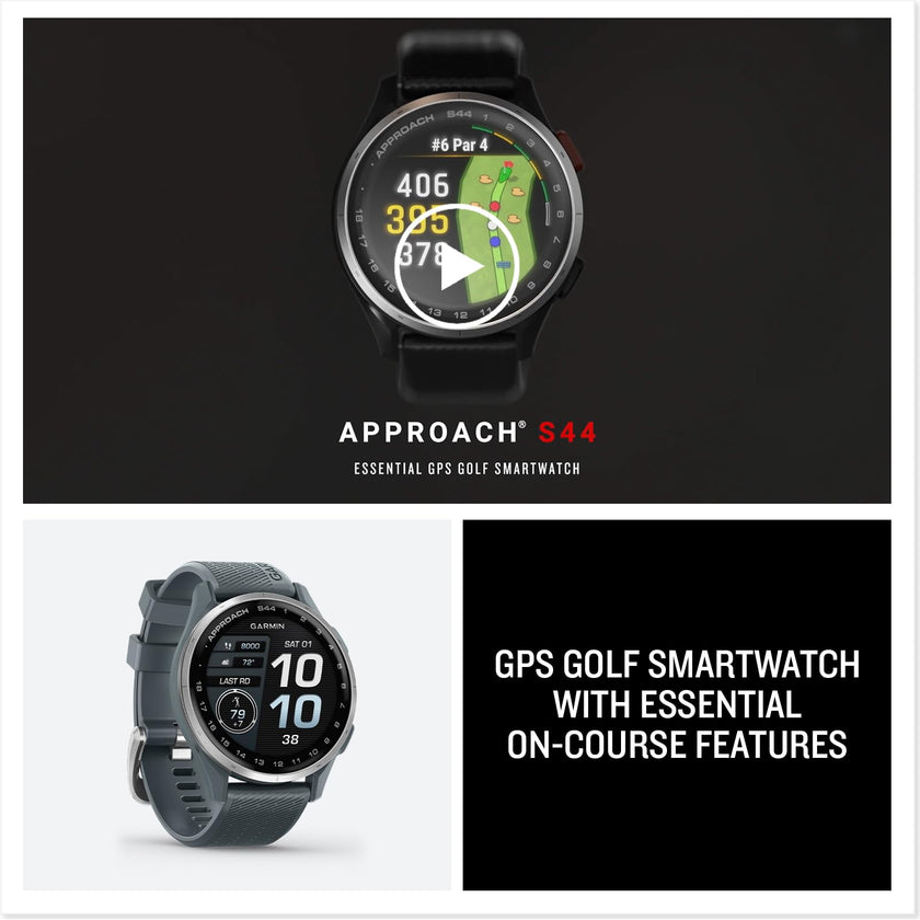 Garmin Approach S44, Essential Golf GPS Smartwatch, AMOLED Display, On-Course Features, Silver Aluminum Bezel with Black Silicone Band 🍁 All In One Marketplace Canada