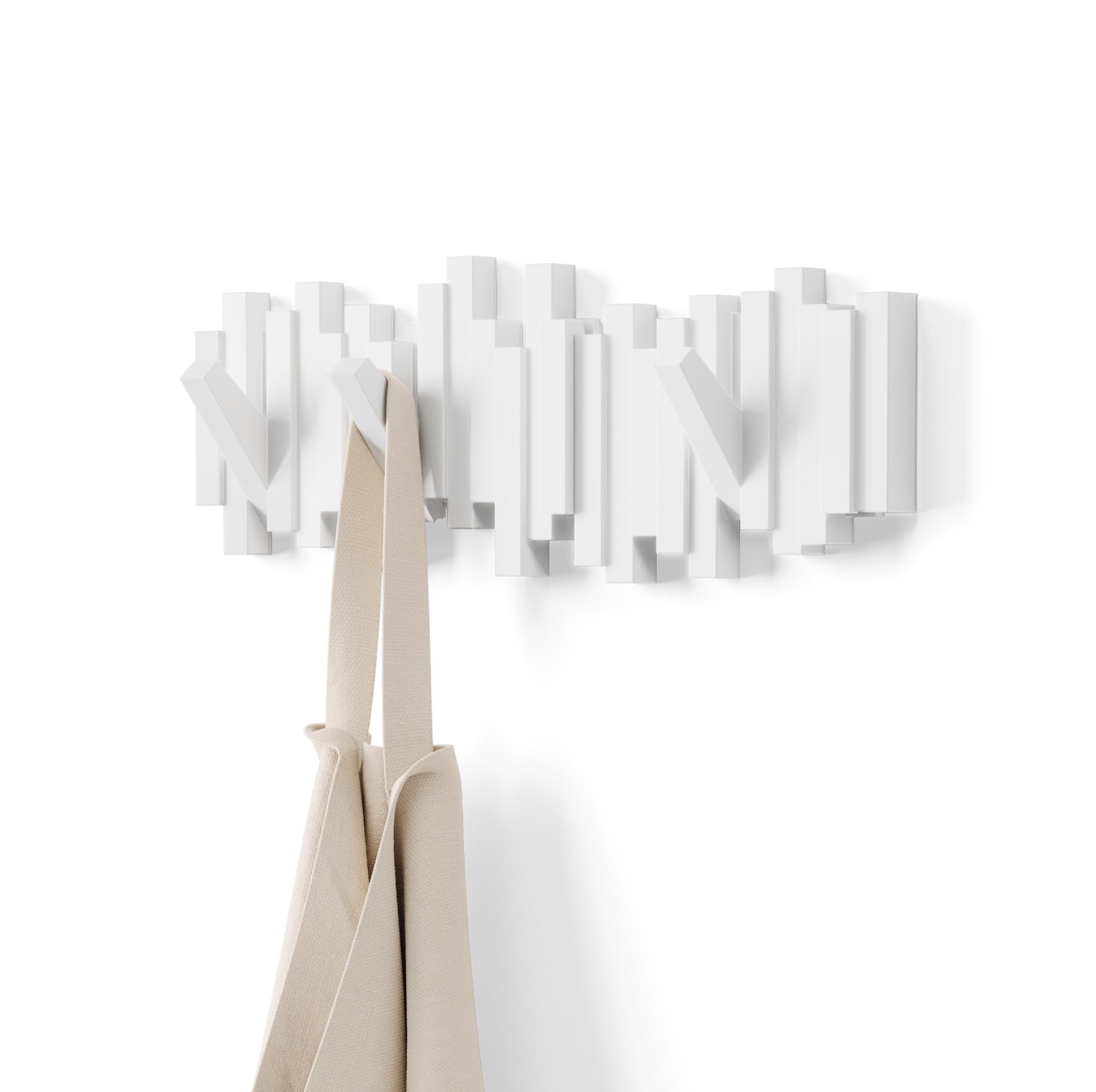 Umbra Sticks Wall-Mounted Coat Rack Rail Hook with 5 Retractable Pegs – Modern, Space-Saving Storage Organizer, White 🍁 All In One Marketplace Canada