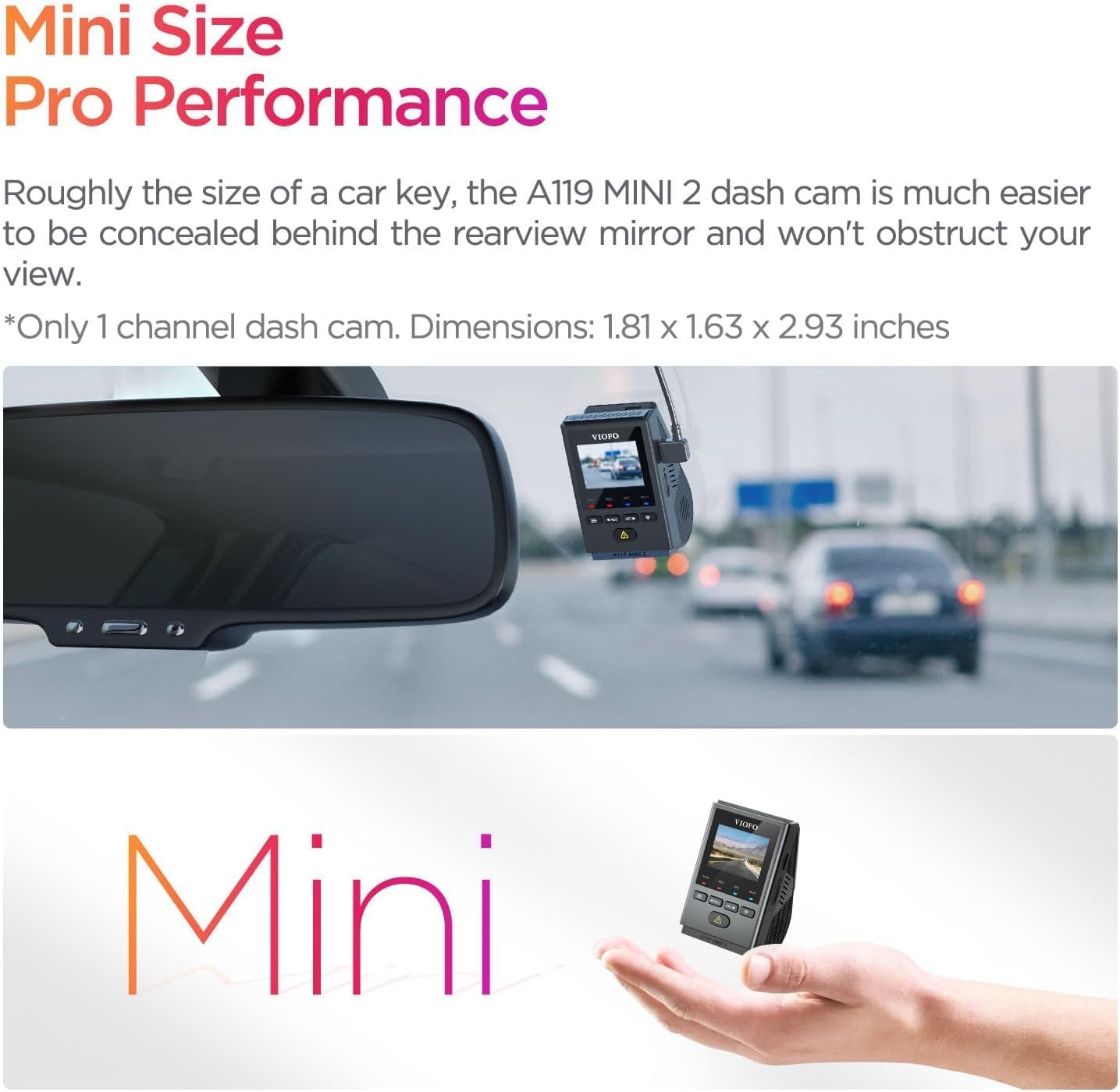 VIOFO Dash Cam Front A119 Mini 2, STARVIS 2 Sensor, 2K 60fps/HDR 30fps Voice Control Car Dash Camera with 5GHz Wi-Fi GPS, Night Vision 2.0, 24H Parking Mode, Supercapacitor (SD Card Not Included) 🍁 All In One Marketplace Canada