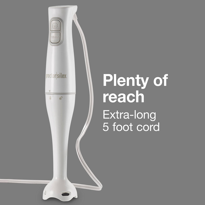 Proctor Silex Electric Immersion Blender with Detachable Dishwasher Safe Handheld Hand Blender Stick, 2-Speeds, 150 Watts, White (59739) 🍁 All In One Marketplace Canada