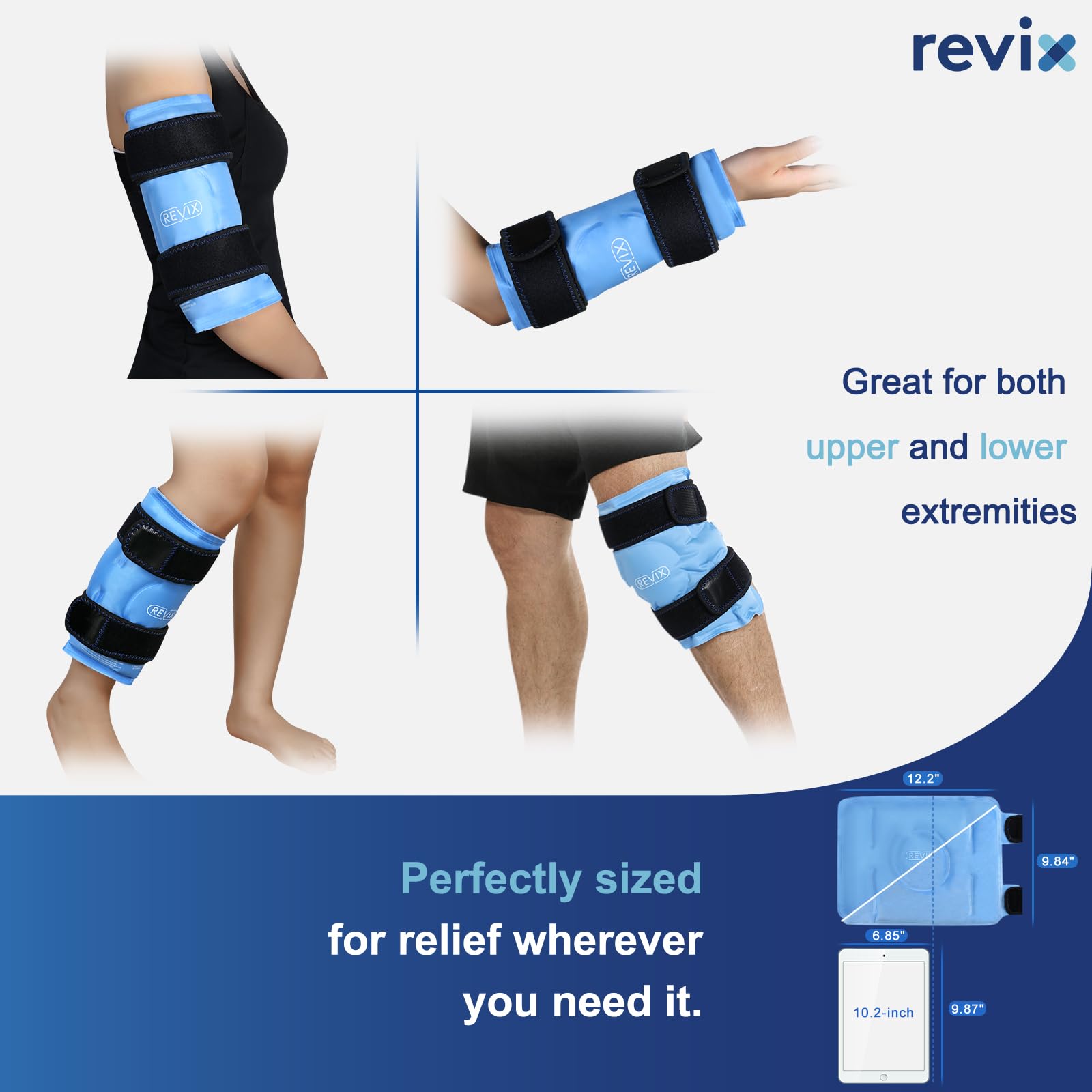 REVIX Knee Ice Pack Wrap for Injuries Reusable, Gel Ice Pack Wrap with Cold Compress Therapy for Knee Pain Relief, Knee Replacement Surgery, Swelling, Bruises and Arthritis 🍁 All In One Marketplace Canada