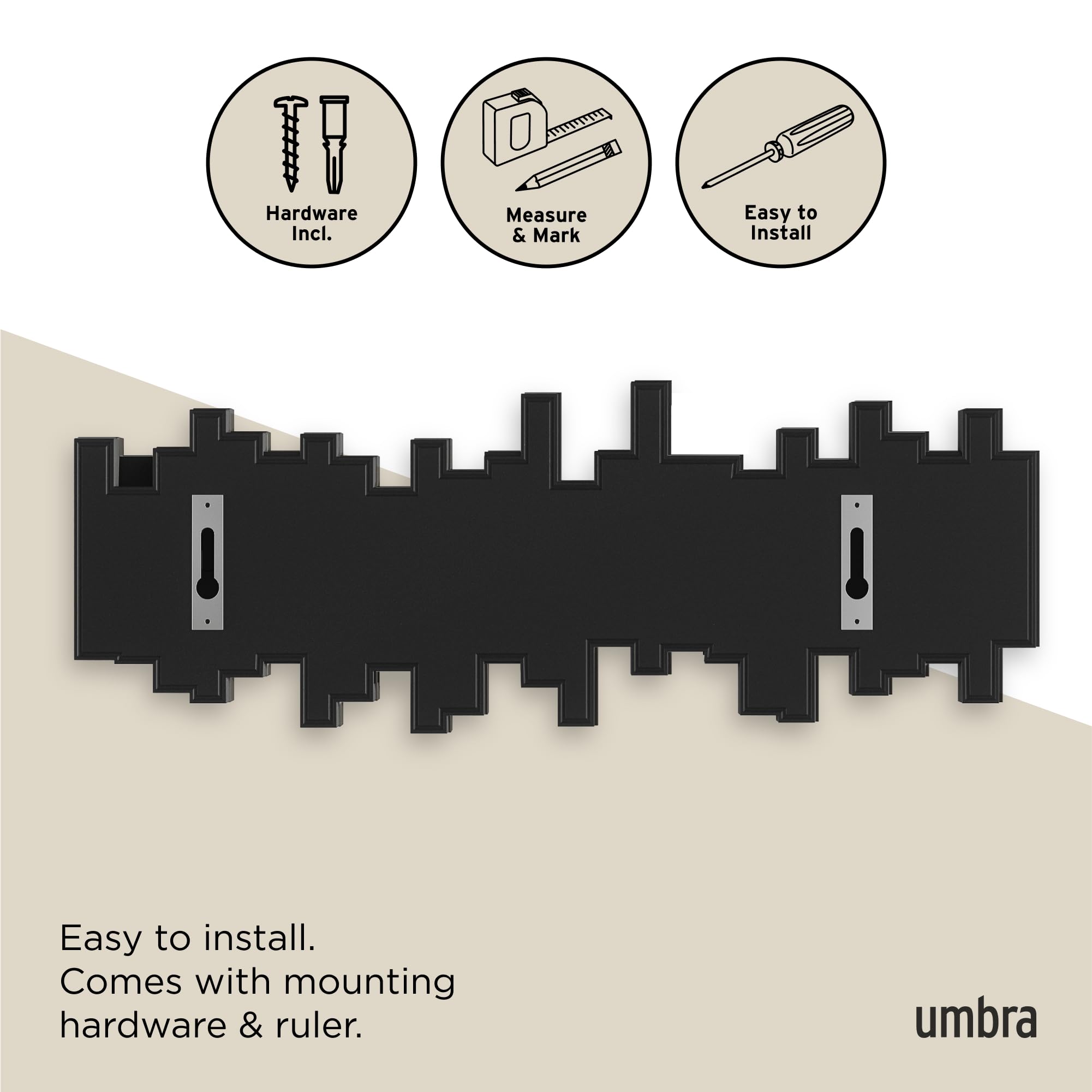 Umbra Sticks Wall-Mounted Coat Rack Rail Hook with 5 Retractable Pegs – Modern, Space-Saving Storage Organizer, Black 🍁 All In One Marketplace Canada