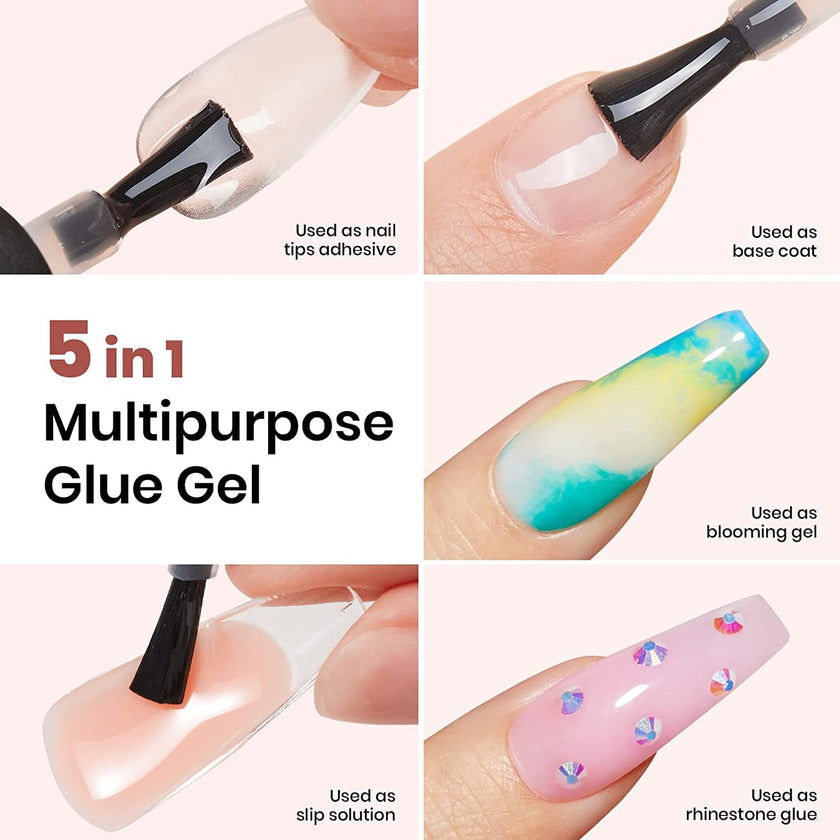 beetles Gel Polish 2Pcs 15ml Nail Glue Kit for Acrylic Nails, 5 in 1 Super Strong Brush in Nail Gel Glue for False Nails Tips and Gel Nail Polish Led Lamp Required 🍁 All In One Marketplace Canada