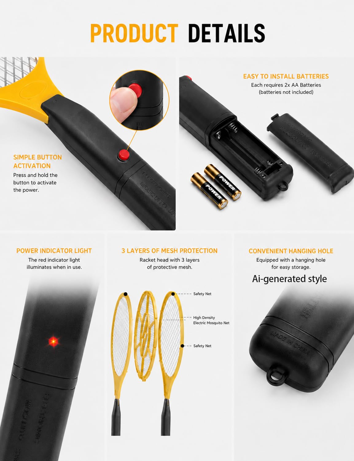 2 Pack Electric Fly Swatter, Bug Zapper Racket for Indoor Pest Control, Handheld Insect Killer Bat Battery Powered Electric Mosquito Swatter for Outdoor and Home 🍁 All In One Marketplace Canada