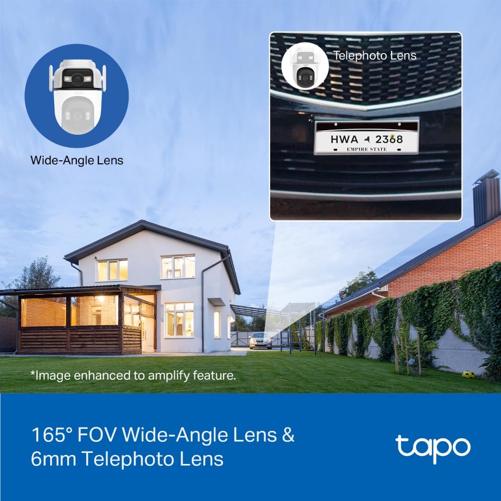 Tapo Outdoor Dual-Lens Wi-Fi Security Camera, 2K 3MP Pan/Tilt, AI Detection, 165° Wide-Angle + Telephoto Lens, Night Vision, 2-Way Audio, Ethernet Support, Works with Alexa & Google Home (Tapo C545D) 🍁 All In One Marketplace Canada