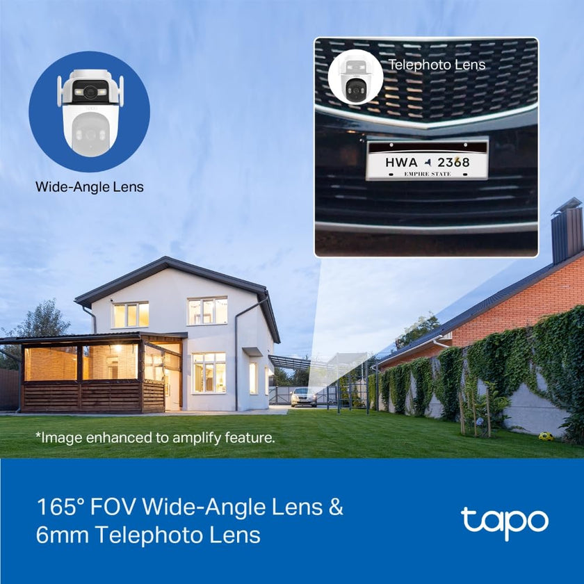 Tapo Outdoor Dual-Lens Wi-Fi Security Camera, 2K 3MP Pan/Tilt, AI Detection, 165° Wide-Angle + Telephoto Lens, Night Vision, 2-Way Audio, Ethernet Support, Works with Alexa & Google Home (Tapo C545D) 🍁 All In One Marketplace Canada