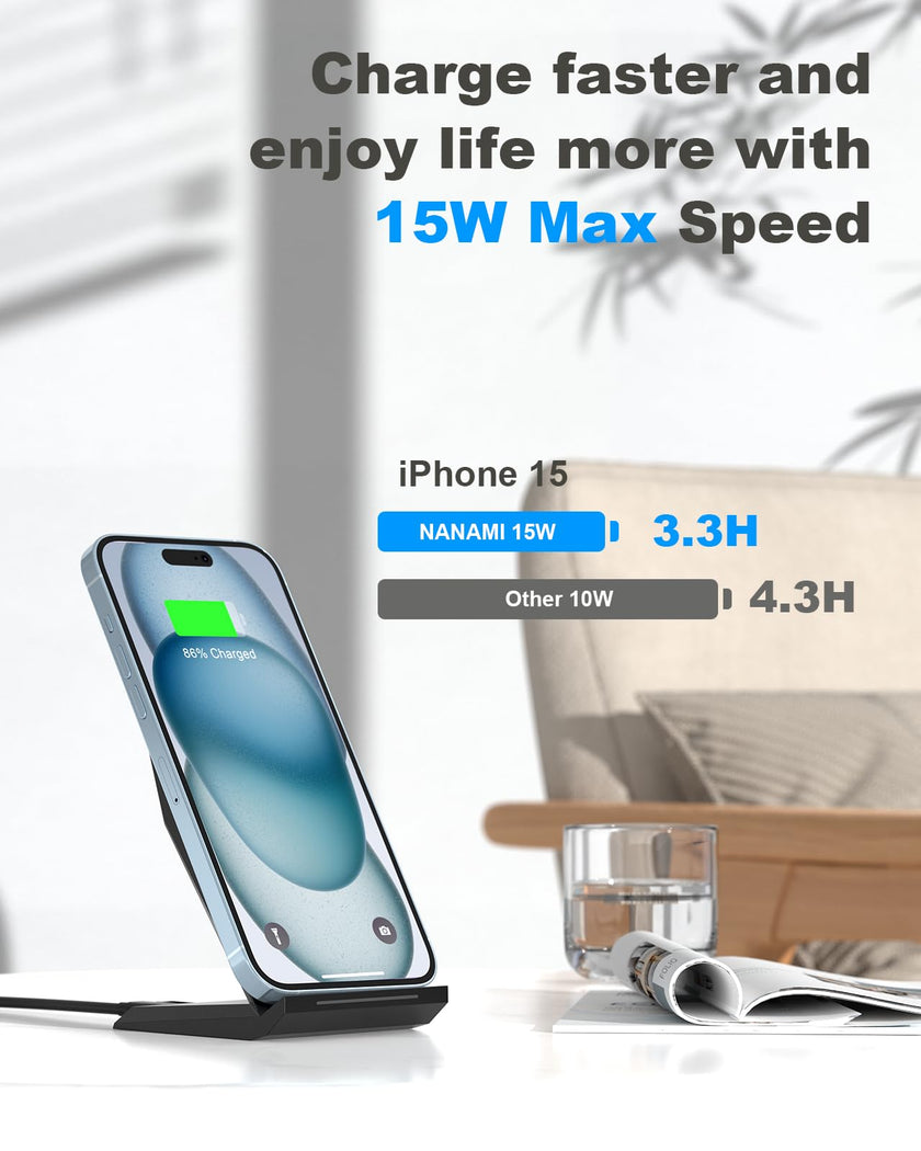 NANAMI Wireless Charger,15W Max Fast Wireless Charging Stand for iPhone 17 16 15 14 13 12 11 Pro Max XS 8,Phone Charger Station for Samsung Galaxy S26 S25 S24 S23 S22 Ultra S21 S20 S10,Pixel 9 8 7 6 5 🍁 All In One Marketplace Canada