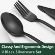 24-Piece Black Silverware Set with Steak Knives, Black Flatware Set for 4, Food-Grade Stainless Steel Tableware Cutlery Set, Mirror Finished Utensil Sets for Home Restaurant 🍁 All In One Marketplace Canada