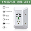 Wall Charger, Surge Protector, QINLIANF 5 Outlet Extender with 4 USB Charging Ports (4.8A Total) 3-Sided 1680J Power Strip Multi Plug Adapter Spaced for Home Travel Office (3U1C) 🍁 All In One Marketplace Canada