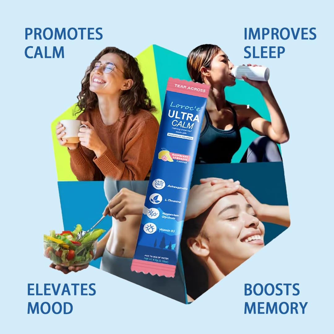 UltraCalm Cortisol Super Drink Packets, Sugar-Free, with Vitamin D, Raspberry Lemonade Electrolytes Powder Packets, 30 Sticks 🍁 All In One Marketplace Canada