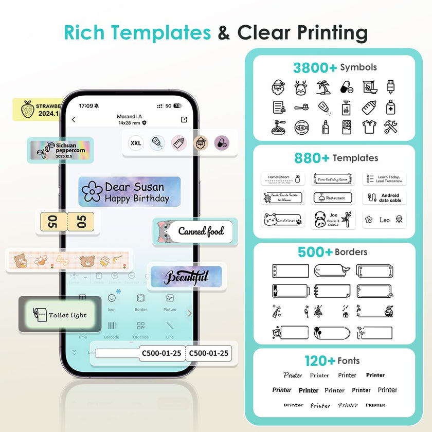Phomemo D30 Label Maker Machine with Tape, Portable Bluetooth Label Printer, Small Smart Phone Handheld Sticker Mini Labeler Multiple Templates Font Icon Easy to Use Inkless Rechargeable F Office Home 🍁 All In One Marketplace Canada