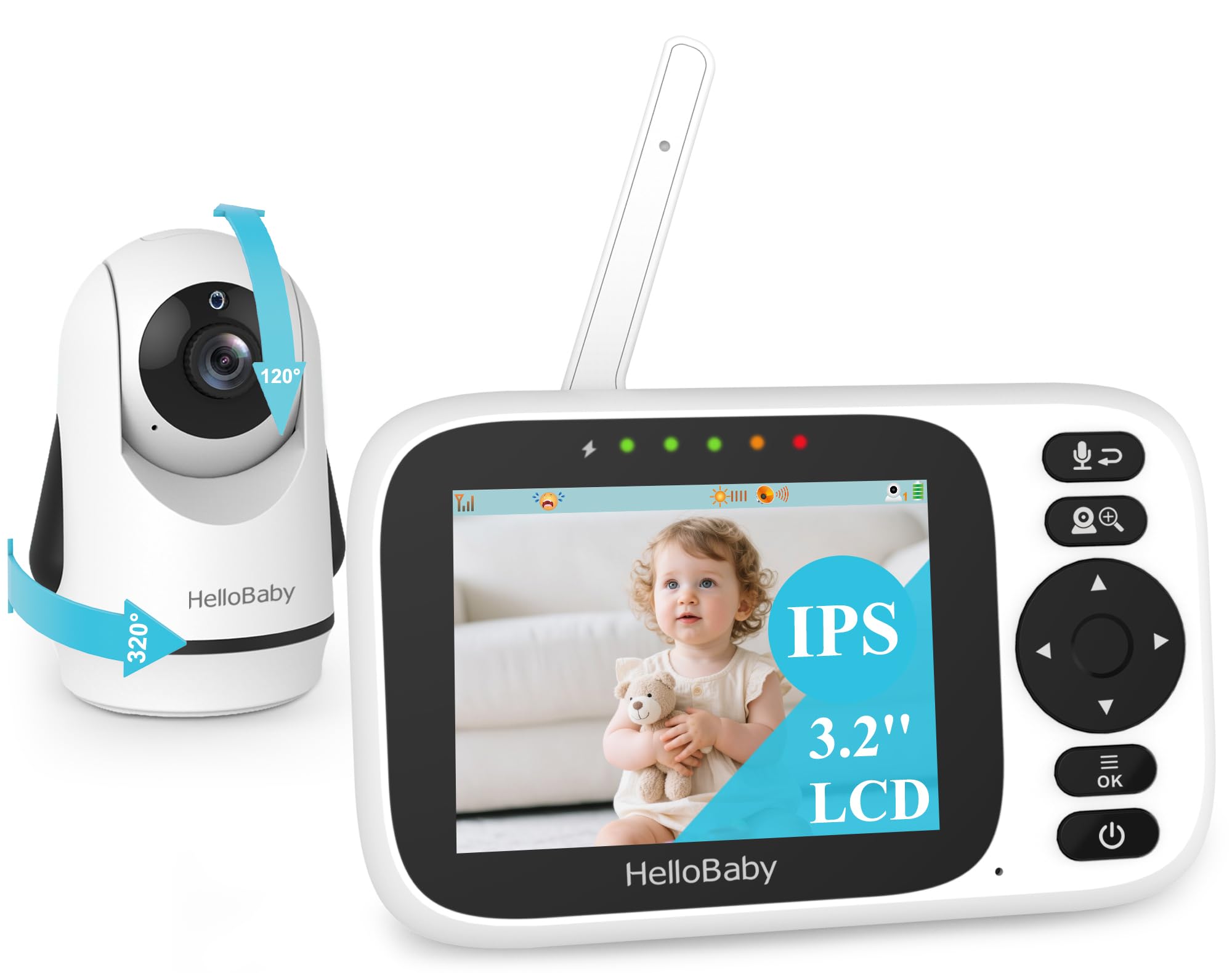 HelloBaby Baby Monitor No WiFi,Video Baby Monitors with Camera and Audio,3.2'' IPS Screen, Remote Pan-Tilt-Zoom Baby Camera Monitor,Plug&Play,Night Vision,1000ft Range,2-Way Talk, ECO Mode,Temperature 🍁 All In One Marketplace Canada