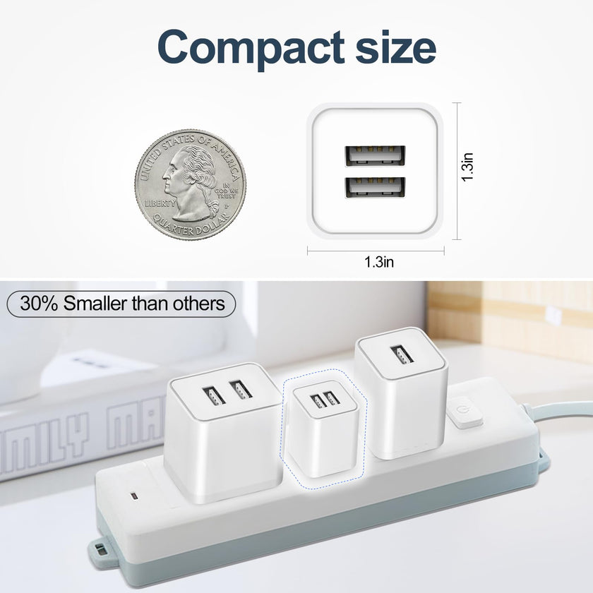USB Charger Block, 2 Pack Dual Port USB Wall Plug 2.1A Power Adapter Charging Block for Phone 14 13 12 11 Pro Max SE XS XR X 8 7 6 Plus, Pad, Galaxy, Tablet, Android Phone 🍁 All In One Marketplace Canada